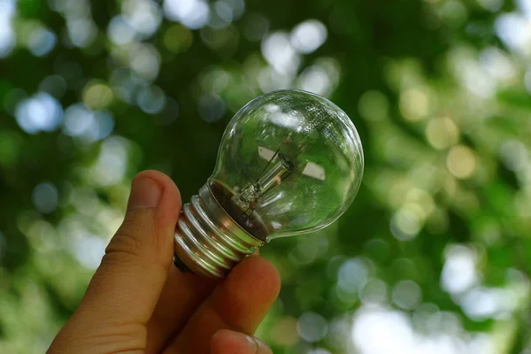 Non Working Glass Incandescent Lamp Hand — Stock Photo, Image