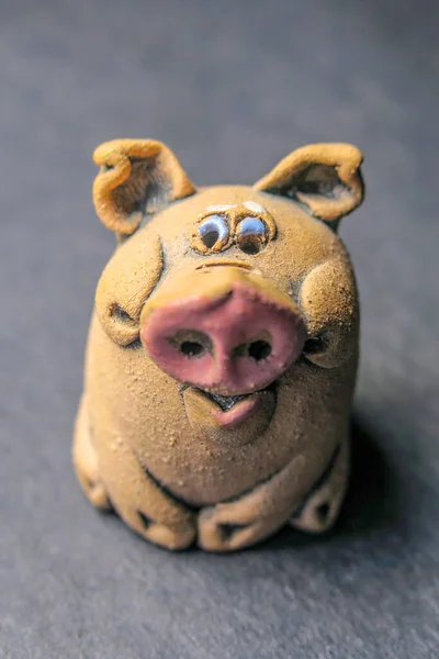 Uma Pequena Escultura Colecionável Porco Lembrança Turística — Fotografia de Stock
