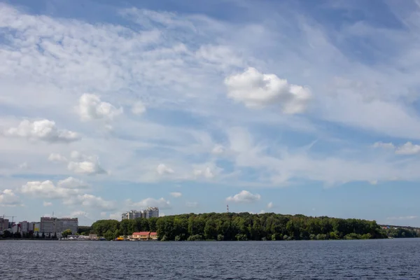 stock image The largest artificial condition in Europe and the panorama of the residential area. Ternopil, Ukraine