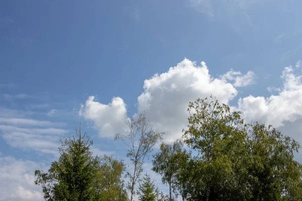 Голубое Небо Белые Облака Августе — стоковое фото