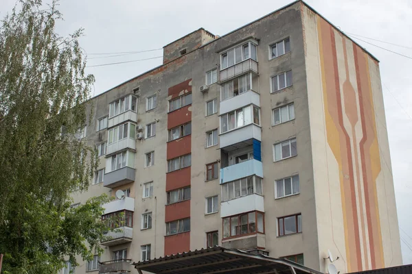 Фасад Многоэтажного Жилого Дома Городе Тернополь Украина — стоковое фото