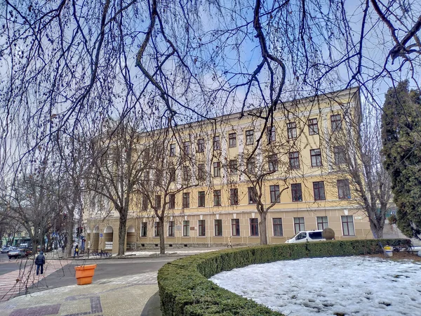 Фасад Другої Польської Гімназії Побудований 1911 Році Тернопіль Україна — стокове фото