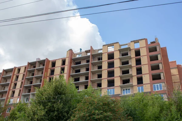 Строительство Большого Многоэтажного Жилого Дома Тернополе Украина — стоковое фото