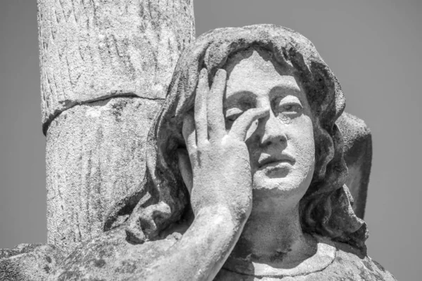 Stone Sculpture Grave Christian Cemetery — Stock Photo, Image