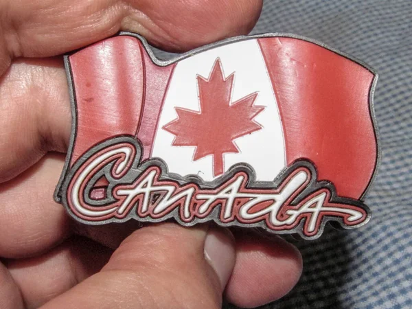 Rot Weiße Fahne Von Kanada Mit Ahornblättern Der Mitte — Stockfoto