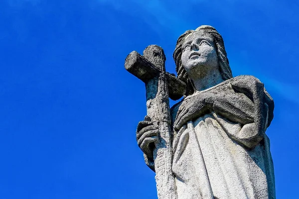 Bela Escultura Pedra Mãe Deus Sepultura — Fotografia de Stock