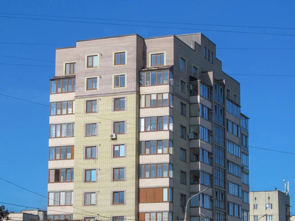 Facade Residential Building City Overlooking Windows Walls Balconies — Stock Photo, Image