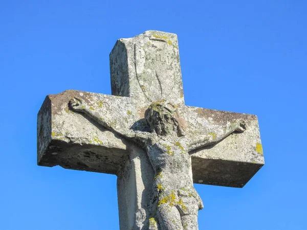Uma Imagem Jesus Cristo Com Uma Coroa Espinhos Cabeça Pedra — Fotografia de Stock