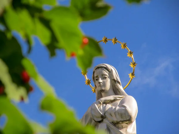 Tanrı Nın Anası Nın Anıtı Nın Çıplak Üzerinde Altın Bir — Stok fotoğraf