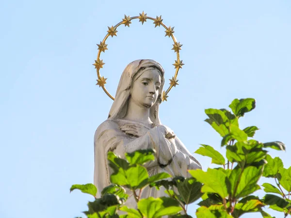 Pomnik Matki Bożej Złotą Aureolą Nad Nagimi — Zdjęcie stockowe