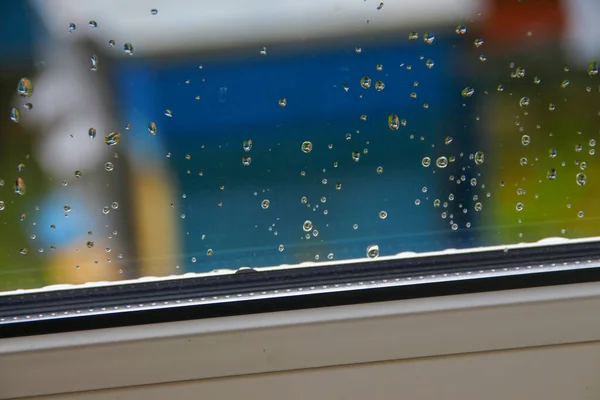 Gotas Água Vidro Janela Após Chuva — Fotografia de Stock