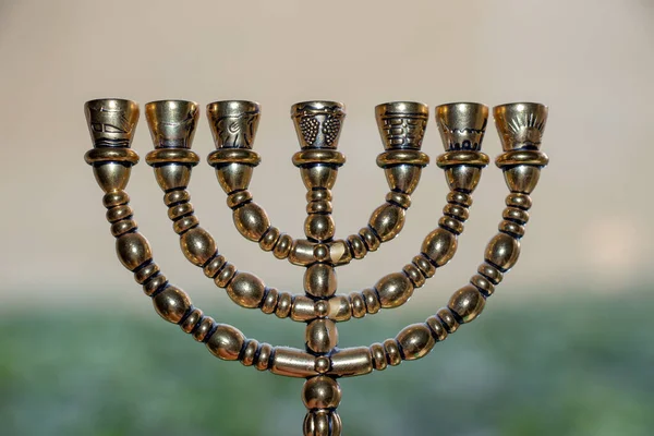 Hermoso Ritual Judío Siete Candelabros Con Dorado —  Fotos de Stock