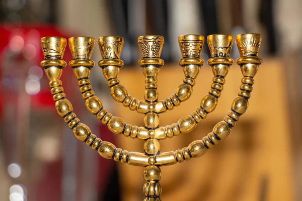 Mooi Joods Ritueel Zeven Kandelaar Met Vergulding — Stockfoto