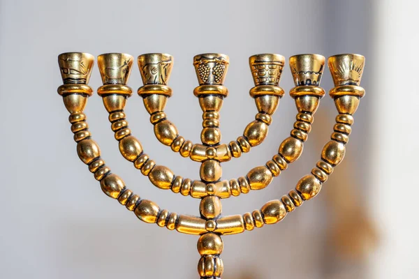 Прекрасний Єврейський Ритуал Сімома Свічками Позолотою — стокове фото