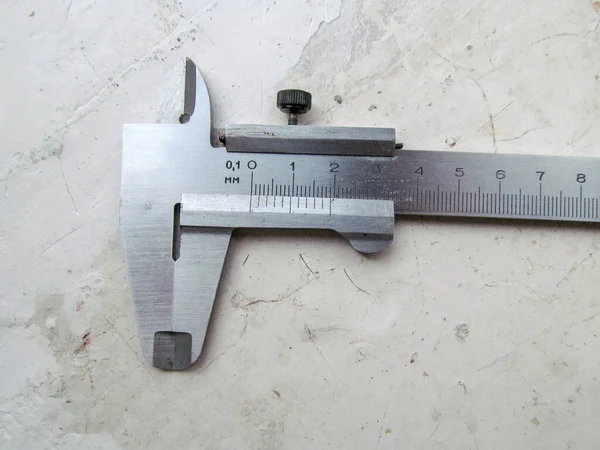 Metalen Sovjet Schuifmaat Met Een Liniaal Werkplaats — Stockfoto