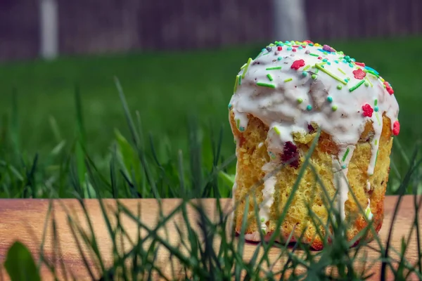 Праздничный Пасхальный Торт Разноцветными Фруктами — стоковое фото