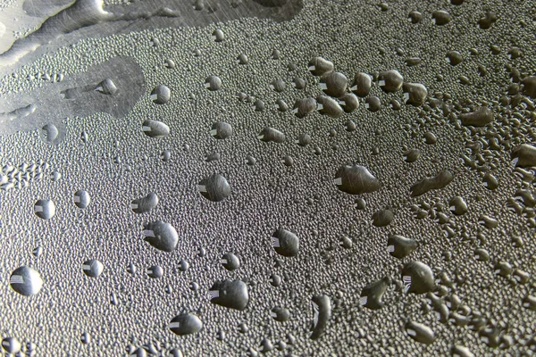 Drops Water Oil Lid Pan — Stock Photo, Image