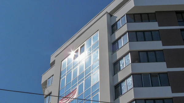 Facciata Edificio Residenziale Con Vista Balconi Finestre — Foto Stock
