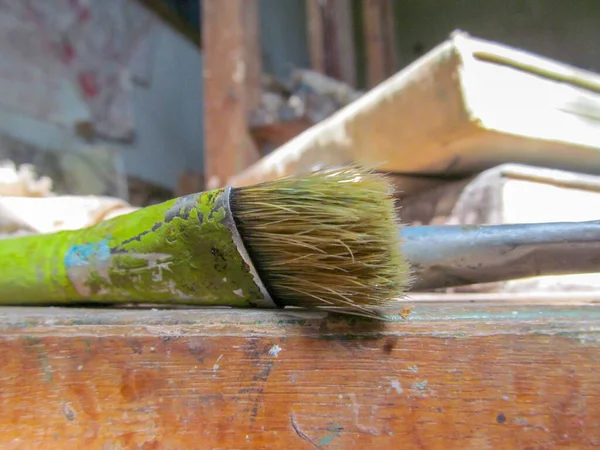 Pincel Viejo Para Pintar Taller — Foto de Stock