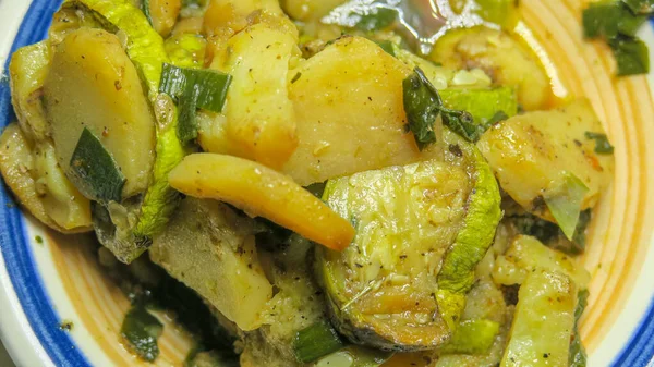 Fried Potatoes Zucchini Plate — Stock Photo, Image