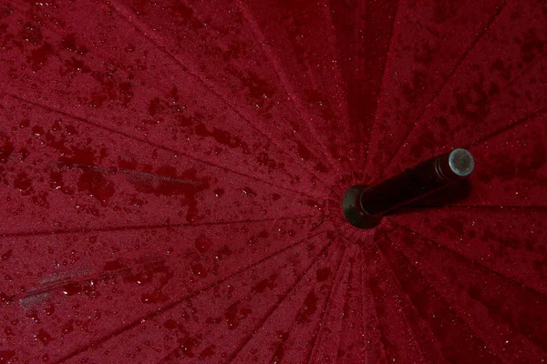 Велика Червона Парасолька Краплями Води Після Дощу — стокове фото