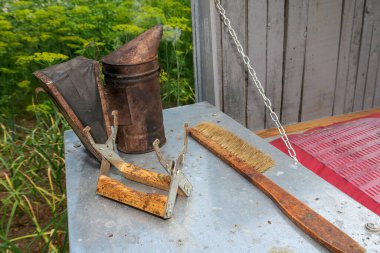 Arı yetiştirme ekipmanları ve araçlar arıda.