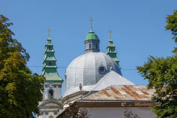 Дах Старої Християнської Церкви Покритий Бляшаною — стокове фото