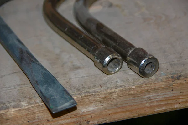 Clés Métal Différentes Tailles Dans Atelier — Photo