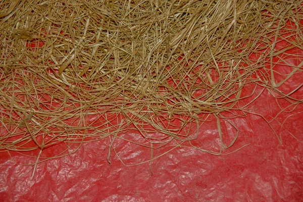Heno Hierba Seca Paño Aceite Rojo —  Fotos de Stock
