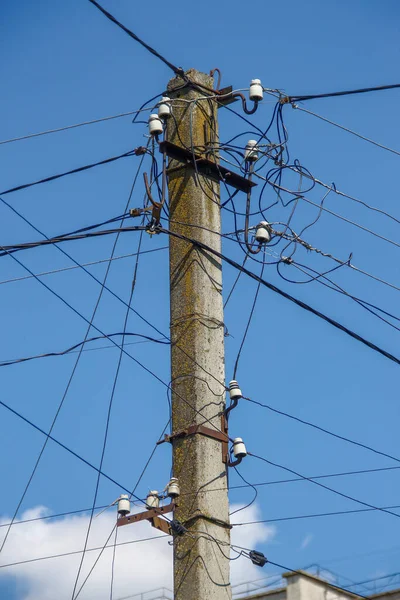 Cables Power Lines Pole — Stock Photo, Image