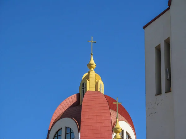 Belo Edifício Igreja Cristã Ucraniana Durante Culto Domingo Ternopil Ucrânia — Fotografia de Stock
