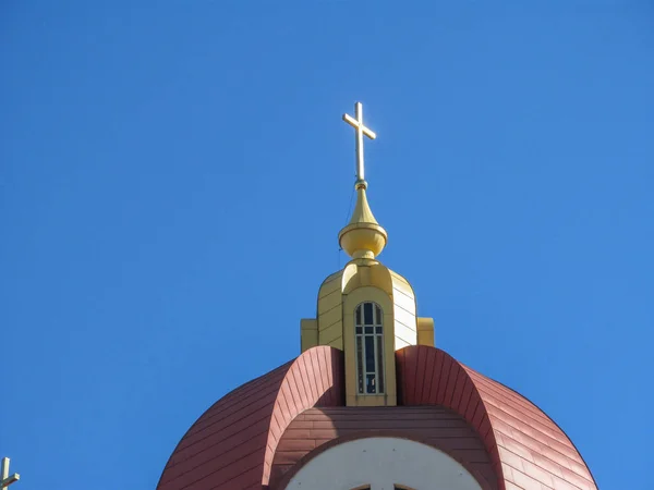 Schönes Gebäude Der Ukrainischen Christlichen Kirche Während Des Sonntagsgottesdienstes Ternopil — Stockfoto