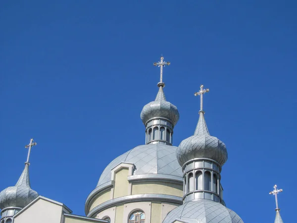 Beau Bâtiment Église Chrétienne Ukrainienne Pendant Culte Dimanche Ternopil Ukraine — Photo