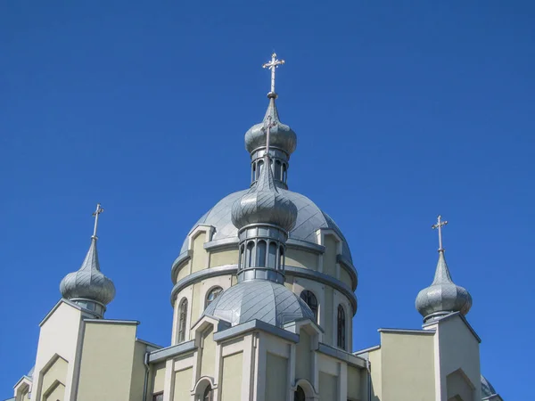 Beau Bâtiment Église Chrétienne Ukrainienne Pendant Culte Dimanche Ternopil Ukraine — Photo