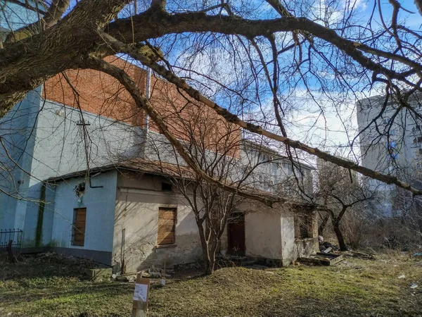 Façade Une Vieille Maison Dans Une Ville 100 Ans — Photo