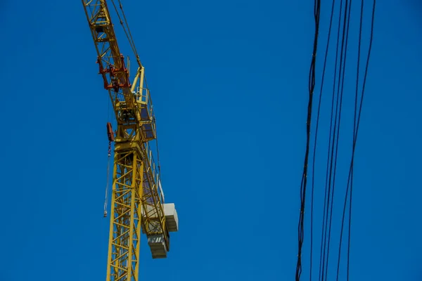 Yellow Chinese Construction Crane Construction Site — Stock Photo, Image