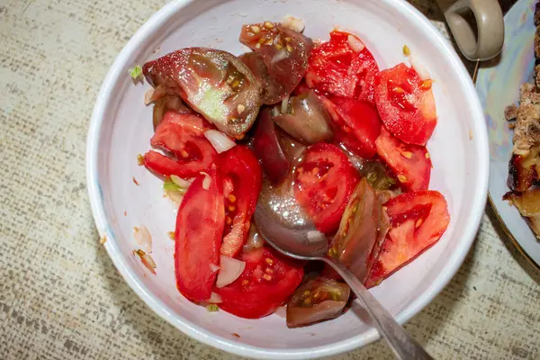 Φρέσκες Κόκκινες Ντομάτες Από Τον Λαχανόκηπο Τον Αύγουστο — Φωτογραφία Αρχείου