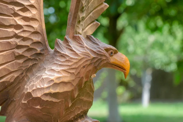 Wooden Sculpture Eagle Found Ukrainian Carpathians — Stock Photo, Image