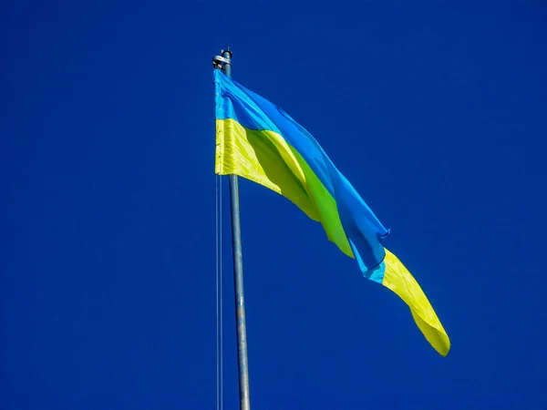 Прапор України Або Український Жовтий Синій Прапор Флагштоку — стокове фото