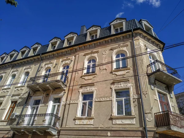 Gevel Van Een Oud Huis Een Stad Van Meer Dan — Stockfoto