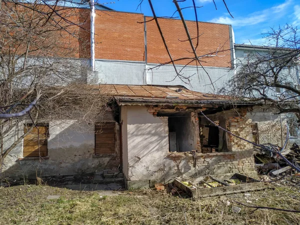 Façade Une Vieille Maison Dans Une Ville 100 Ans — Photo