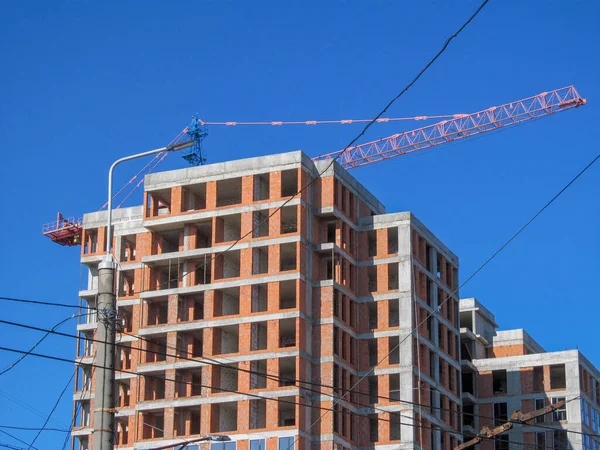 Construcción Edificio Apartamentos Ciudad Hormigón — Foto de Stock