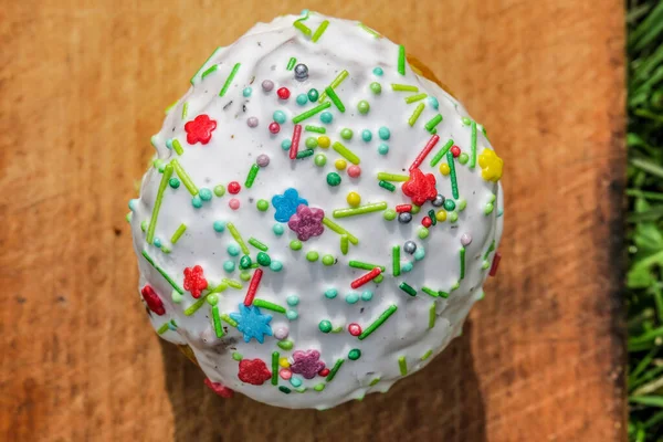 Pastel Pascua Popular Ucraniana Huevos Pan Dulce Blanco — Foto de Stock