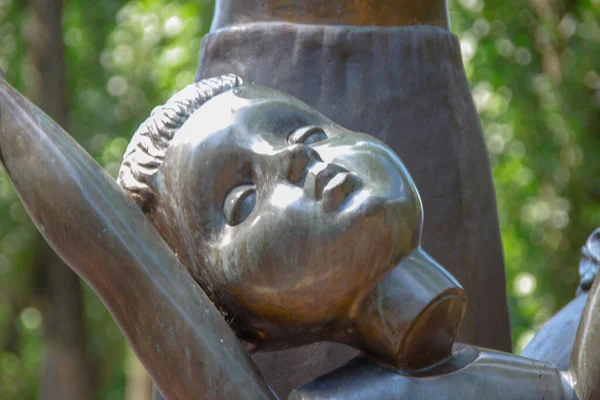 Metal Street Monument Little Girl — Stock Photo, Image