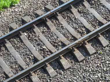 Ağustos 'ta trenler ve yeşil çimenler için raylar