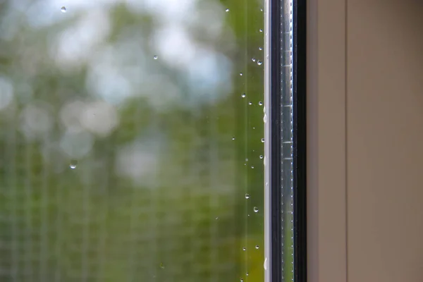 Gotas Água Vidro Janela Após Chuva — Fotografia de Stock