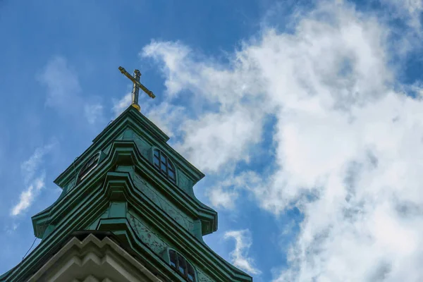 Igreja Católica Velha Suas Torres Tenda — Fotografia de Stock