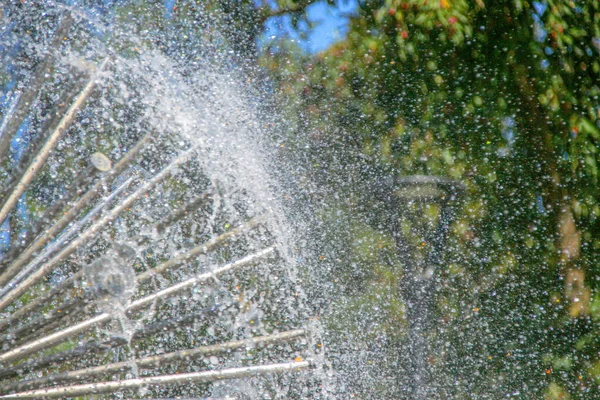 Beaux Jets Eau Dans Une Fontaine Par Temps Chaud Juillet — Photo