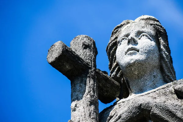 Krásná Kamenná Socha Matky Boží Hrobě — Stock fotografie