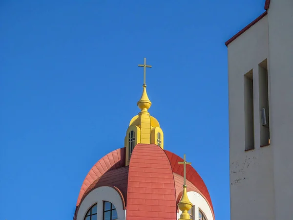 Hermoso Edificio Iglesia Cristiana Ucraniana Durante Servicio Dominical Ternopil Ucrania —  Fotos de Stock